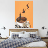 Coffee Lover Diving Pop Art Artwork Orange Dive Leinwanddruck (Insitu (Schlafzimmer))