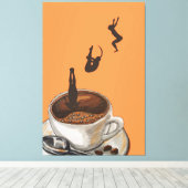 Coffee Lover Diving Pop Art Artwork Orange Dive Leinwanddruck (Insitu (Holzboden))