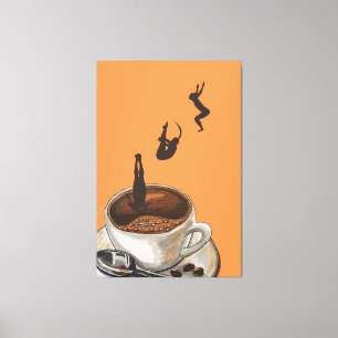 Coffee Lover Diving Pop Art Artwork Orange Dive Leinwanddruck