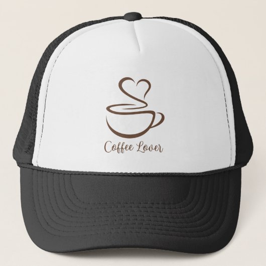 Coffee Lover Heart Steam Truckerkappe (Vorderseite)