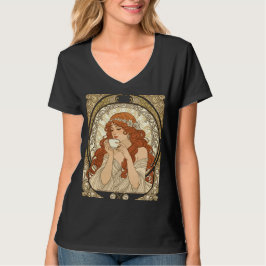 Coffee Lover in the Style of Mucha Art Nouveau T-Shirt