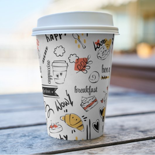 Coffee Lover Ink Sketch Muster Pappbecher