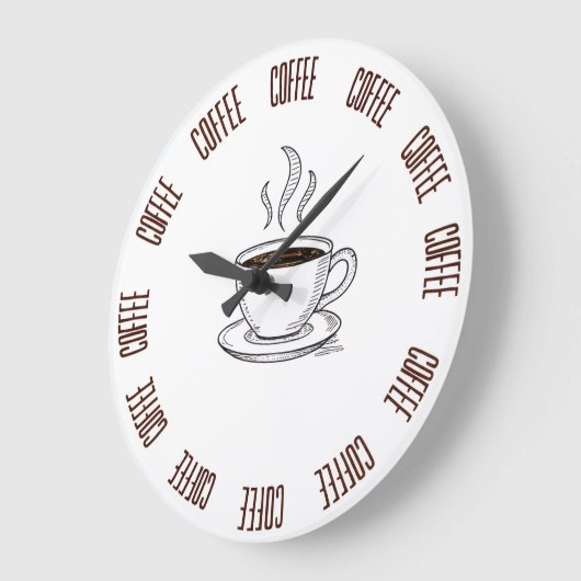 Coffee Lover Minimal Wall Clock – Modern  Große Wanduhr (Winkel)