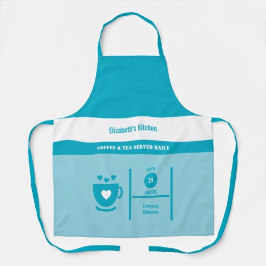 Coffee lover name kitchen blue schürze (Vorderseite)