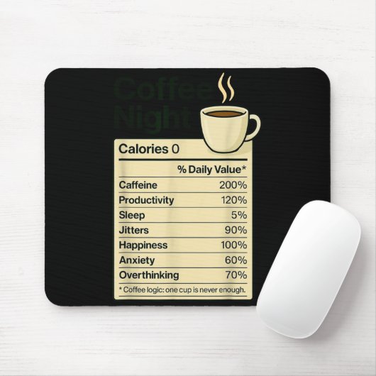 Coffee Lover Night Funny Nutrition Facts Costume F Mousepad (Mit Mouse)