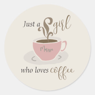 Coffee Lover Retro Style Personalisiert Niedlich Runder Aufkleber