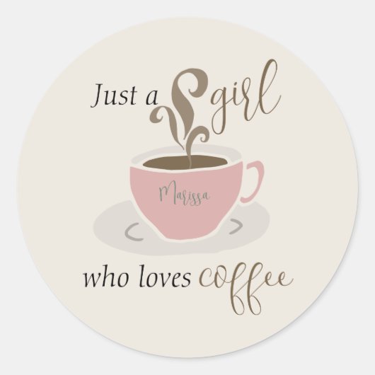 Coffee Lover Retro Style Personalisiert Niedlich Runder Aufkleber (Vorderseite)