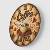 Coffee Lover Rustic Farmhouse Coffee Cup Große Wanduhr (Winkel)