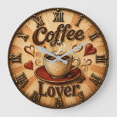 Coffee Lover Rustic Farmhouse Coffee Cup Große Wanduhr (Vorderseite)