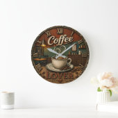 Coffee Lover Rustic Shop Große Wanduhr (Zuhause)