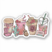 Coffee Lover Western Cowboy Thema Aufkleber (Vorderseite)