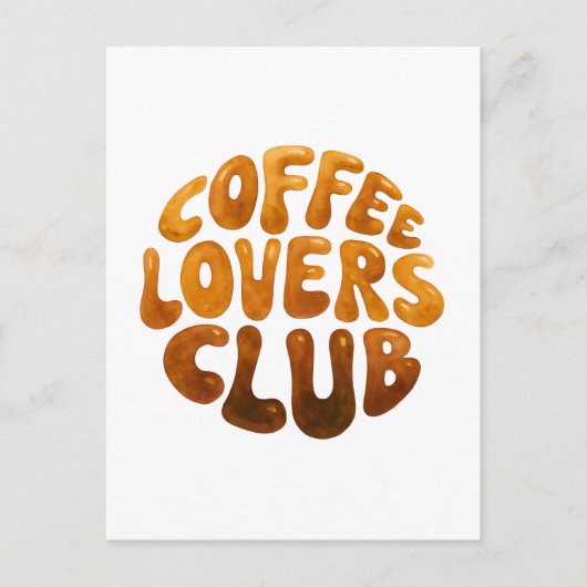Coffee Lovers Club Wall Art, Whimsiktypografie Postkarte (Vorderseite)