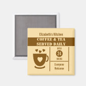Coffee lovers custom name peach brown magnet (Vorderseite/Rückseite)