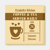 Coffee lovers custom name peach brown magnet (Vorne)