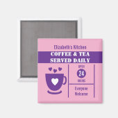 Coffee lovers custom name pink purple magnet (Vorderseite/Rückseite)