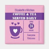 Coffee lovers custom name pink purple magnet (Vorne)
