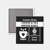 Coffee lovers custom name white black magnet (Vorderseite/Rückseite)