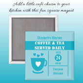 Coffee lovers custom name white blue magnet