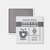 Coffee lovers custom name white grey magnet (Vorderseite/Rückseite)