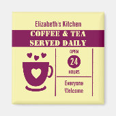 Coffee lovers custom name yellow burgundy magnet (Vorne)