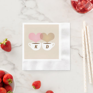 Coffee Lovers Custom Wedding Monogram Initials Serviette
