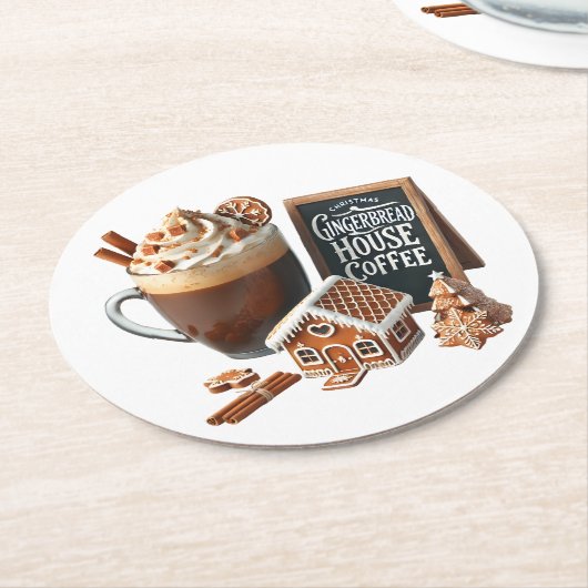 Coffee Lover's Delight Subliming Design Runder Pappuntersetzer (Angewinkelt)