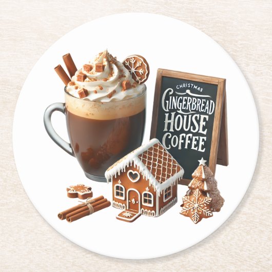 Coffee Lover's Delight Subliming Design Runder Pappuntersetzer (Vorderseite)