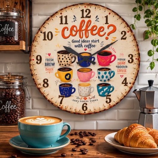 Coffee Lovers Große Wanduhr