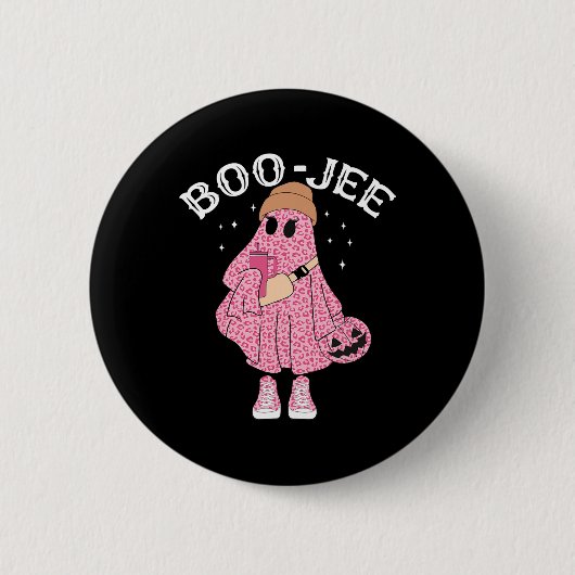 Coffee Lovers Niedlich Ghost Halloween Kostüm Bouj Button (Vorderseite)
