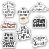 Coffee Lovers Pack Set Typografie Funny Aufkleber (Vorderseite)