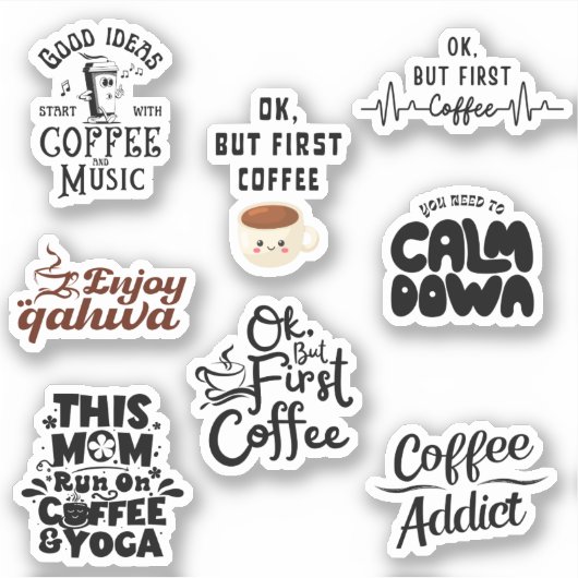 Coffee Lovers Pack Set Typografie Funny Aufkleber (Vorderseite)