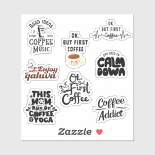 Coffee Lovers Pack Set Typografie Funny Aufkleber