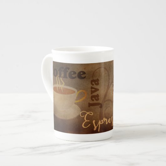 Coffee Lover's Word Art Bone China Tasse (Vorderseite Links)