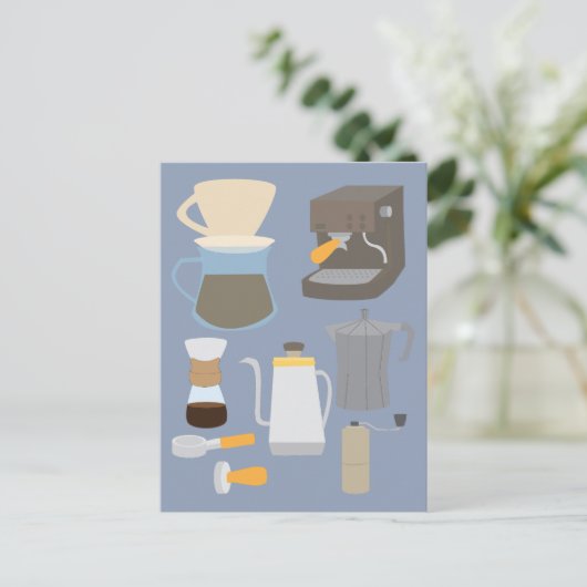 Coffee Maker Tools Postkarte (Stehend Vorderseite)