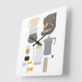 Coffee Maker Tools Quadratische Wanduhr (Winkel)