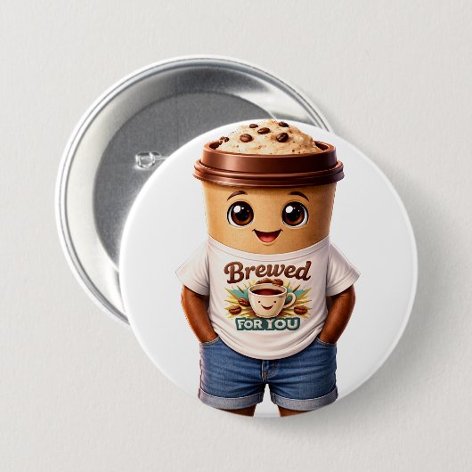 Coffee Man – Fun Design for True Caffeine Kings Button (Vorne & Hinten)