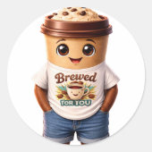 Coffee Man – Fun Design for True Caffeine Kings Runder Aufkleber (Vorderseite)