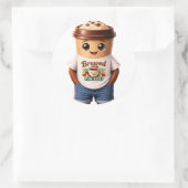 Coffee Man – Fun Design for True Caffeine Kings Runder Aufkleber (Tasche)