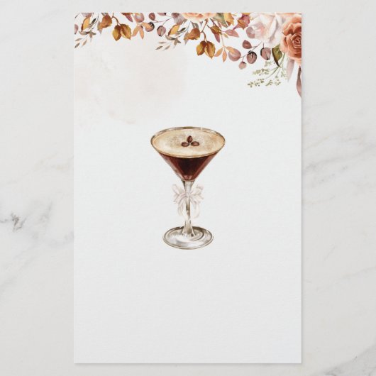 Coffee Martini Over or Under Bridal Shower Game (Rückseite)