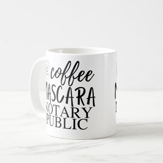 Coffee Mascara Notary Public Kaffeetasse (Vorderseite Links)