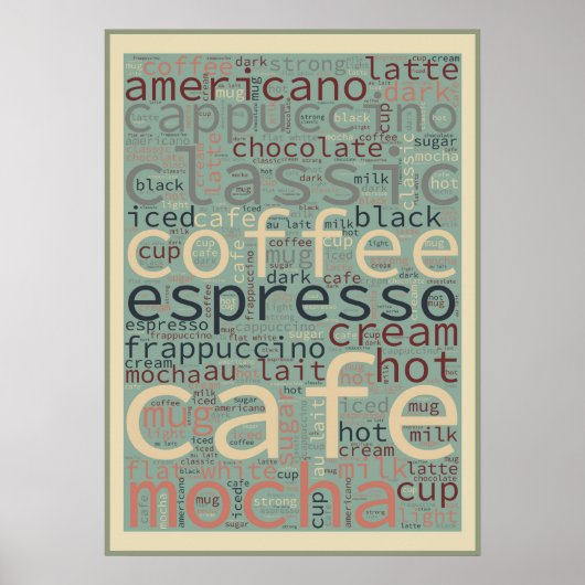 Coffee Menu Art Poster (Vorne)