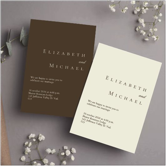 Coffee Minimalist Boho Elegant Script Wedding Einladung