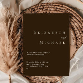 Coffee Minimalist Boho Elegant Script Wedding Einladung
