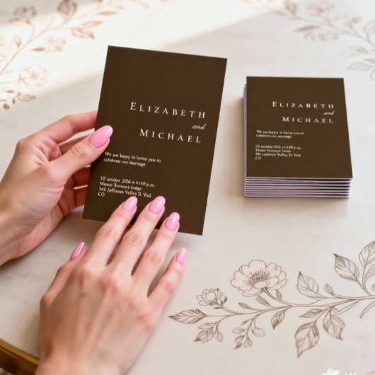 Coffee Minimalist Boho Elegant Script Wedding  Einladung