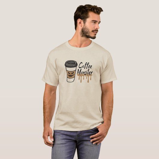 Coffee Monster Herren T-Shirt – Kaffeinsüchtiger T (Vorne ganz)