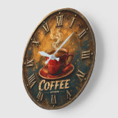 Coffee Motivation Große Wanduhr (Winkel)