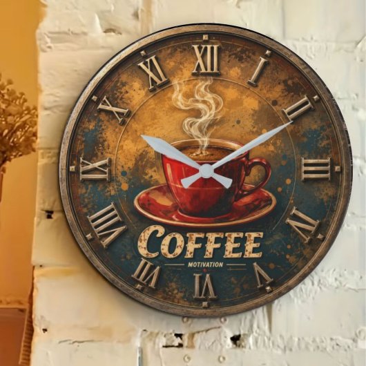 Coffee Motivation Große Wanduhr