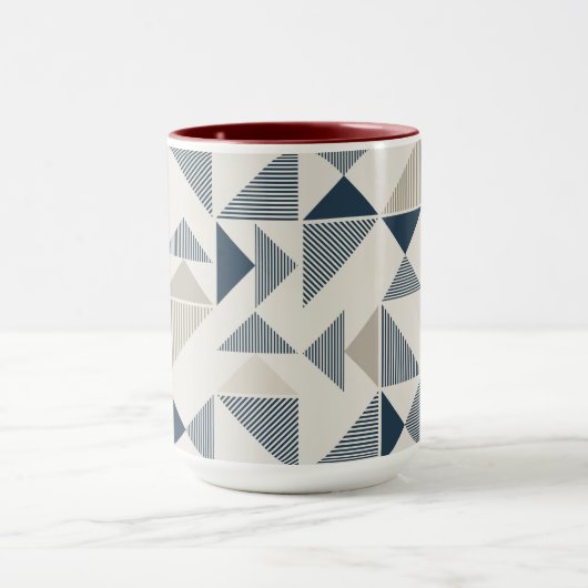 Coffee Mug – Blue & Beige Triangle Design Tasse (Zentrum)