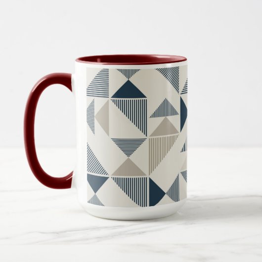 Coffee Mug – Blue & Beige Triangle Design Tasse (Links)