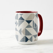 Coffee Mug – Blue & Beige Triangle Design Tasse (VorderseiteRechts)